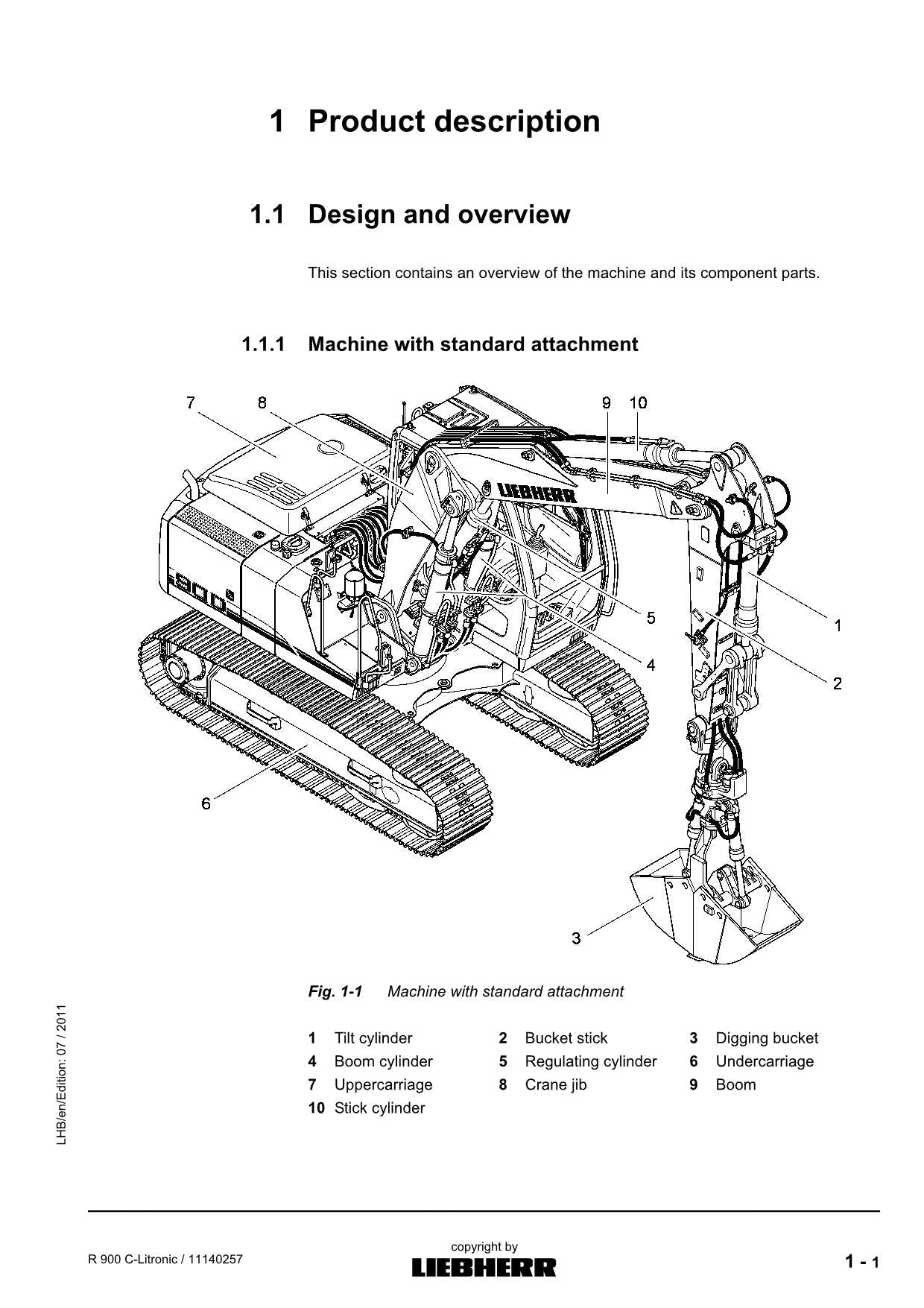 Liebherr R900 C-Litronic Excavator Operators manual serial 57270