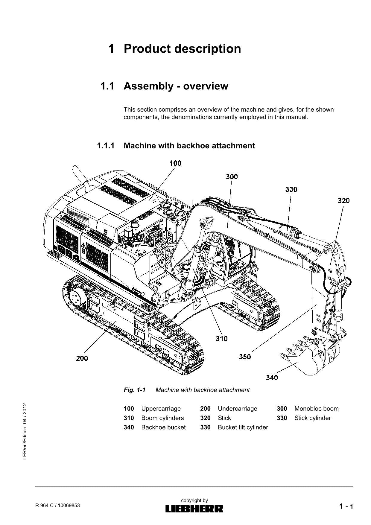 Liebherr R964 C Excavator Operators manual