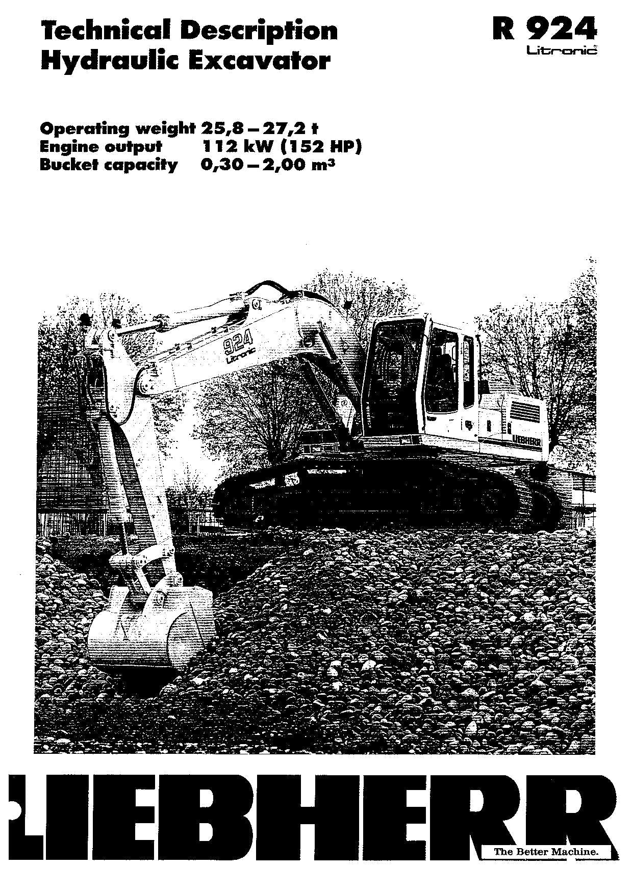 Liebherr R924 Litronic Excavator Operators manual serial 6400