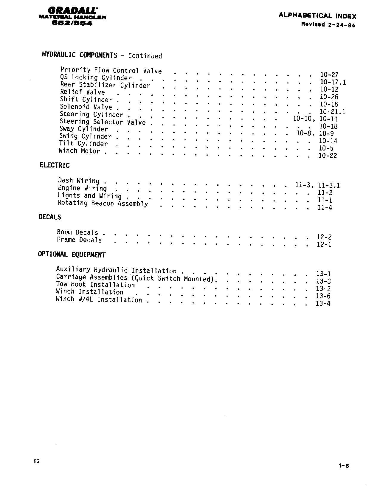 GRADALL JLG 552 554 Telehandler Parts Catalog Manual