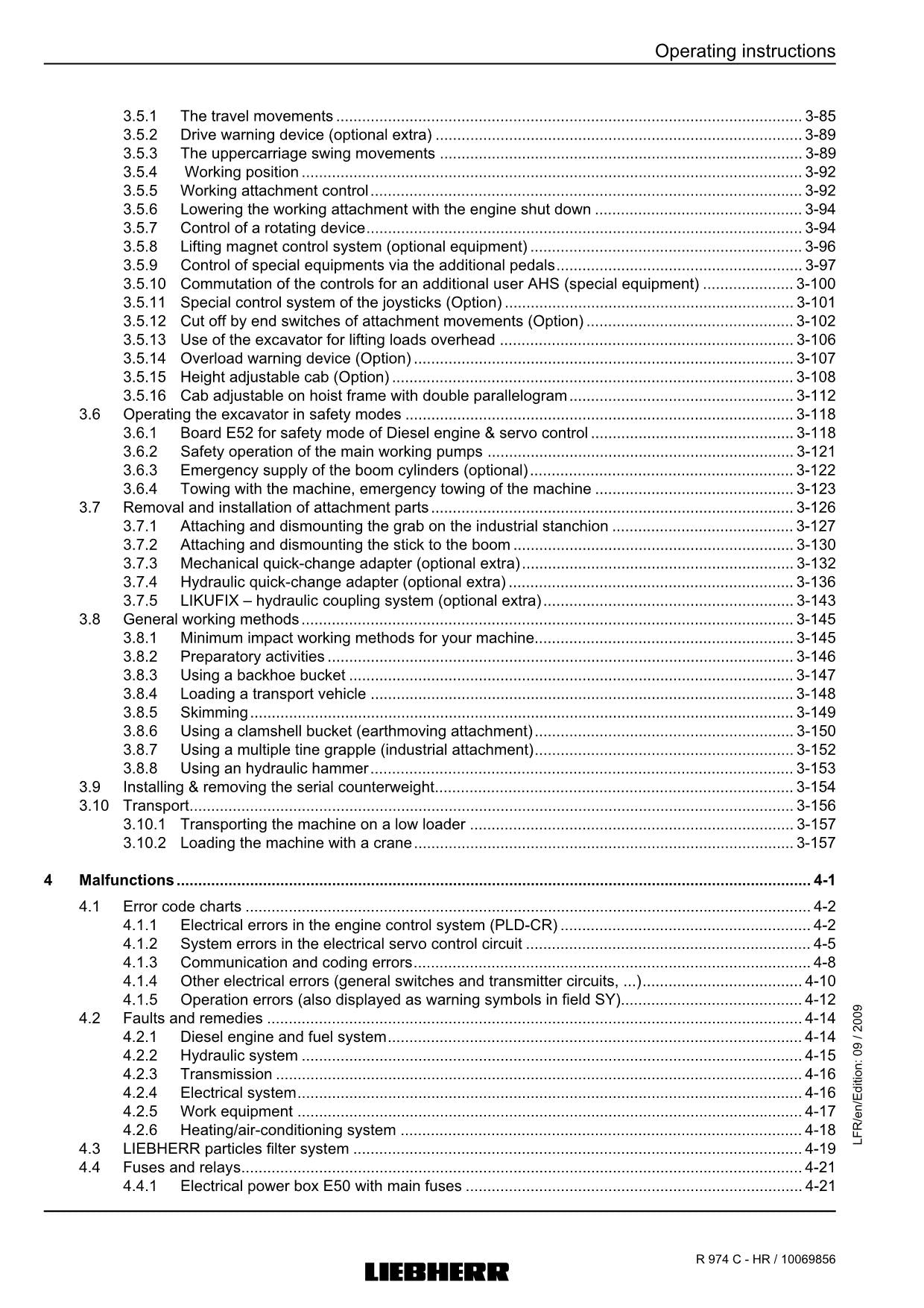 Liebherr R974 C - HR Excavator Operators manual