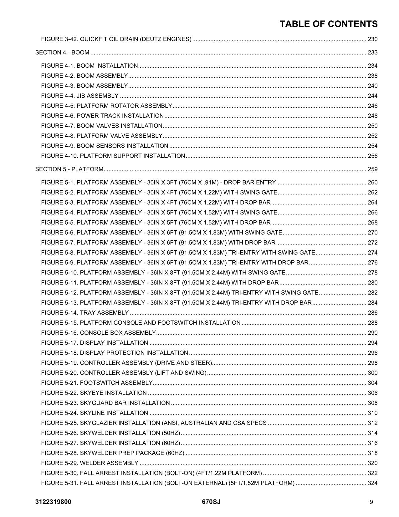 JLG 670SJ SL Boom Lift Parts Catalog Manual