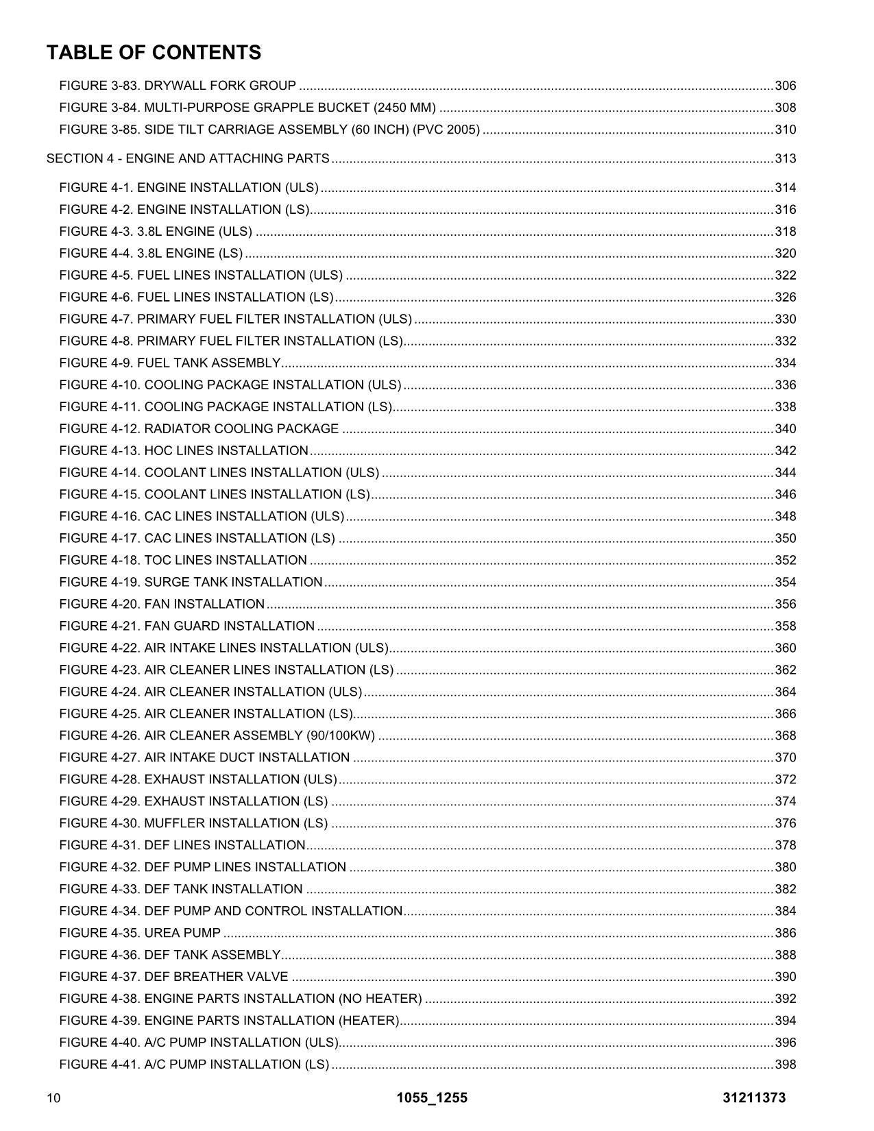 JLG 1055 1255 Telehandler Parts Catalog Manual 31211373