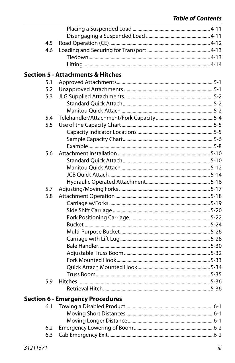 JLG 3614RS 4017RS Telehandler Maintenance Operation Operators Manual 31211571