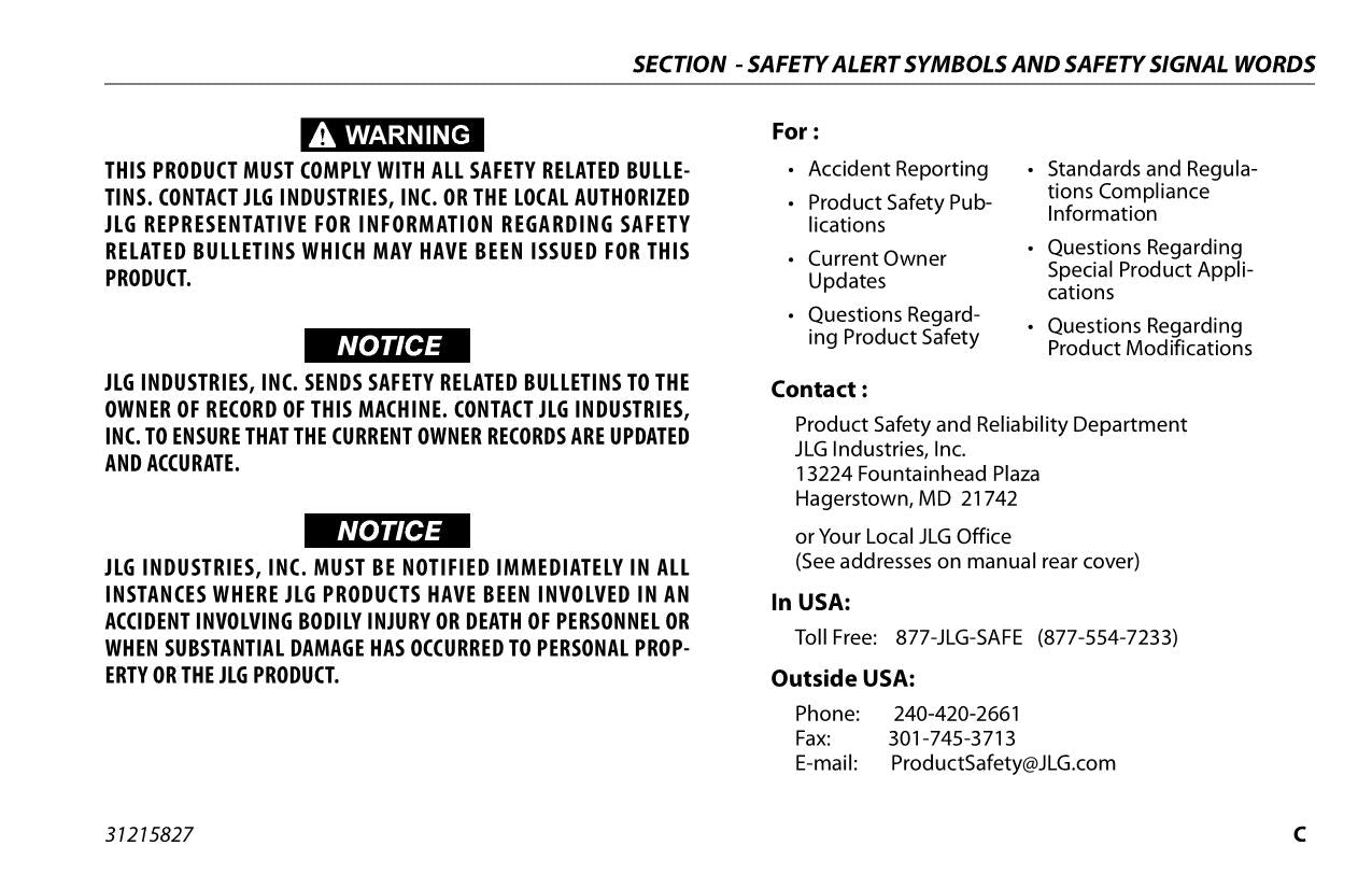 JLG 1230ES Boom Lift Maintenance Operation Operators Manual