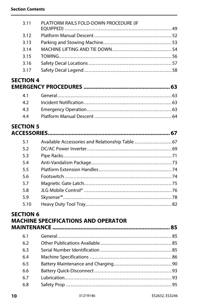 JLG ES2632 ES3246 Scissor Lift Maintenance Operation Operators Manual 31219146