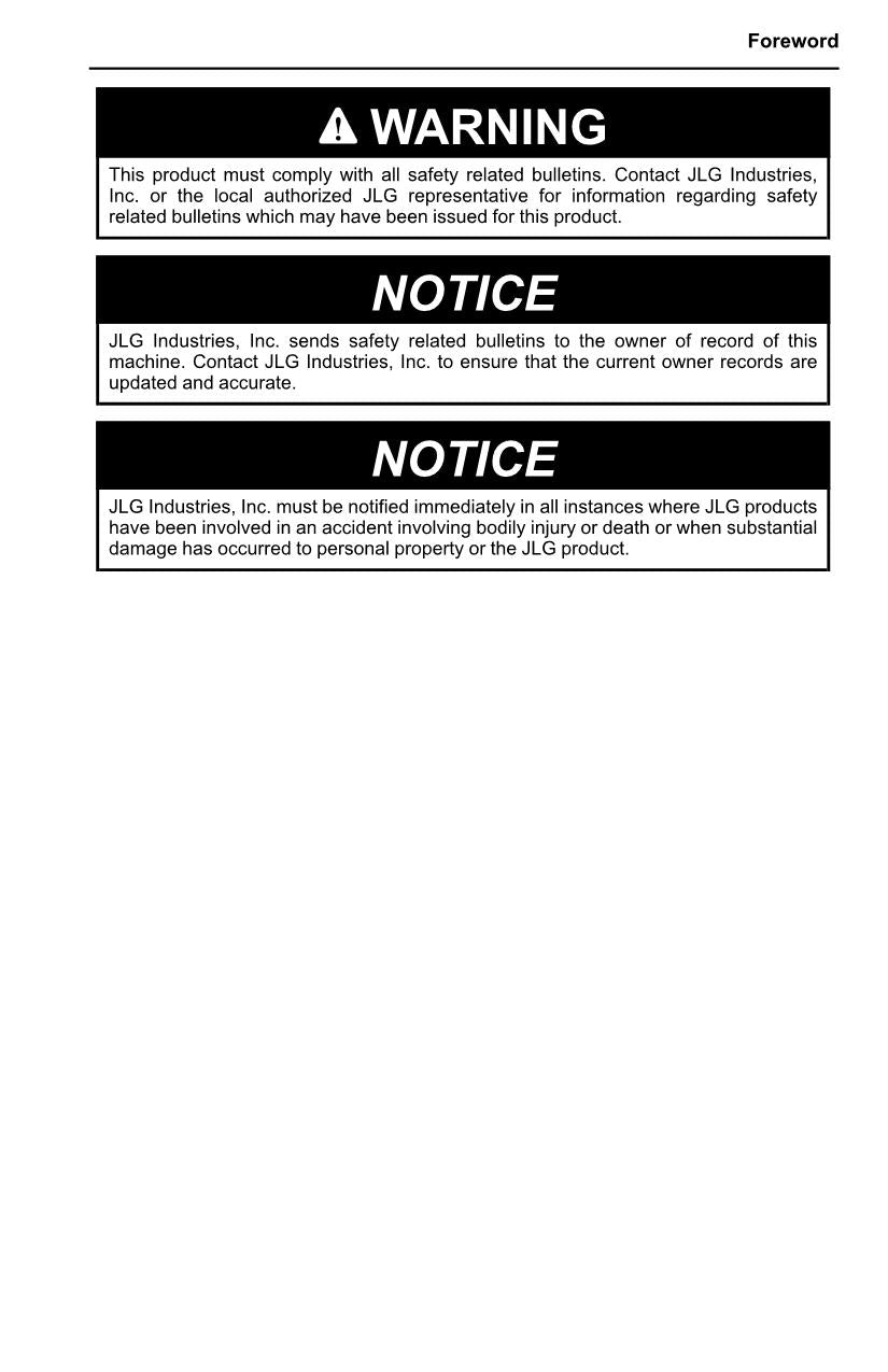 JLG EC600SJ EC600SJP H600SJ H600SJP Boom Lift Operators Manual 31222499