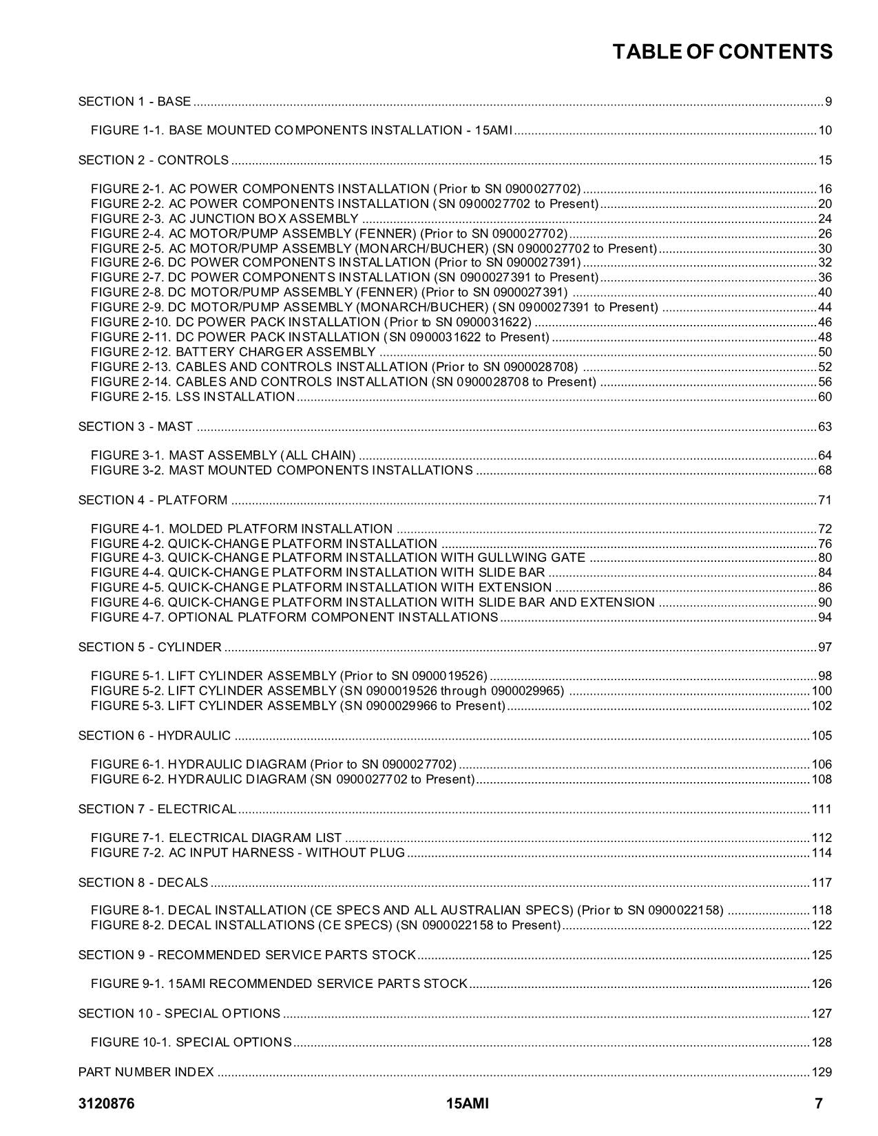 JLG 15AMI Vertical Mast Parts Catalog Manual