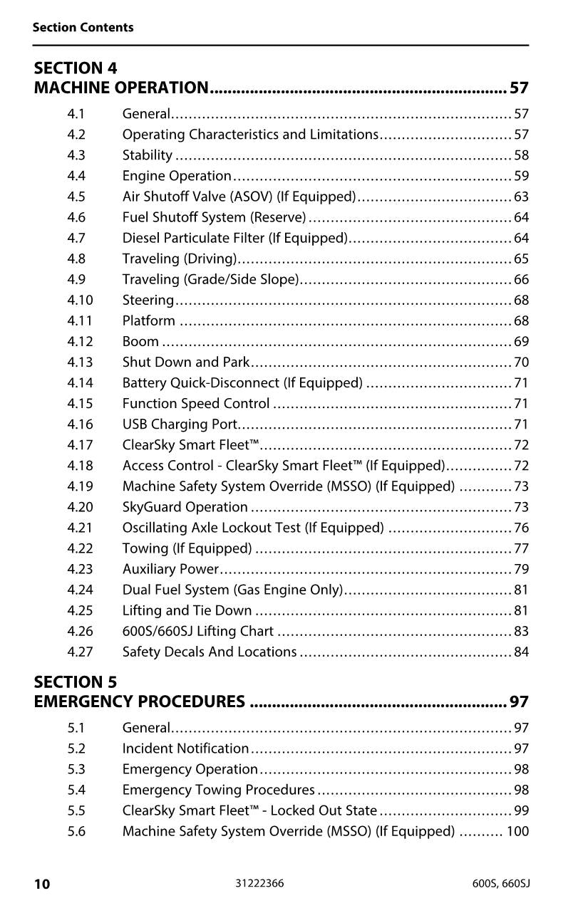 JLG 600S 660SJ Boom Lift Maintenance Operation Operators Manual 31222366