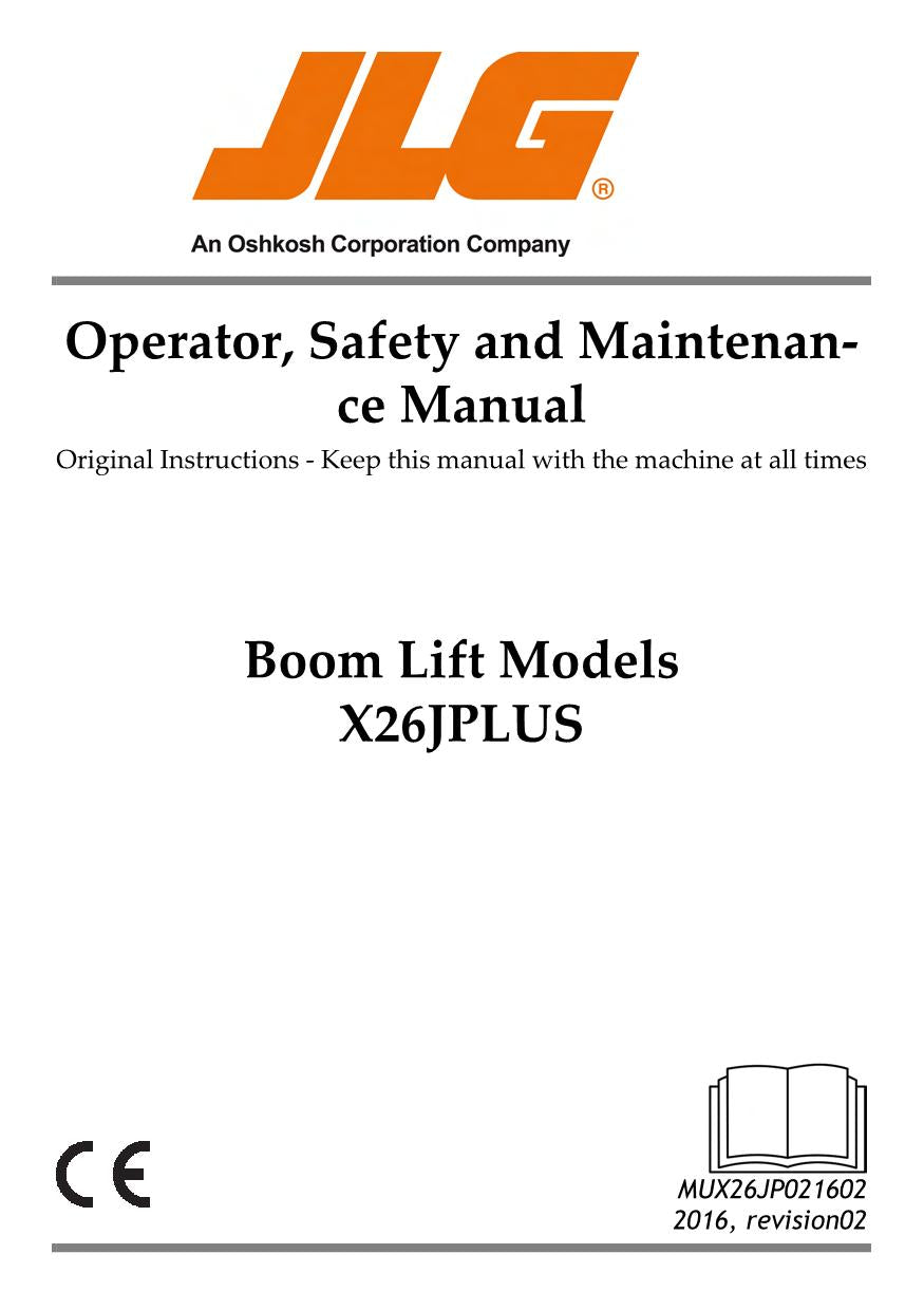 JLG X26JP Compact Crawler Boom Maintenance Operation Operators Manual