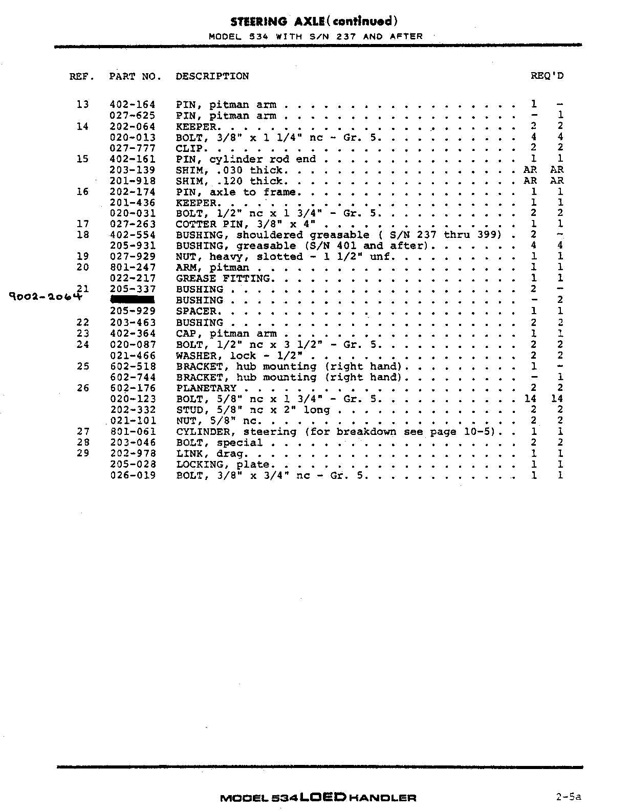 GRADALL JLG 534A LOED Telehandler Parts Catalog Manual