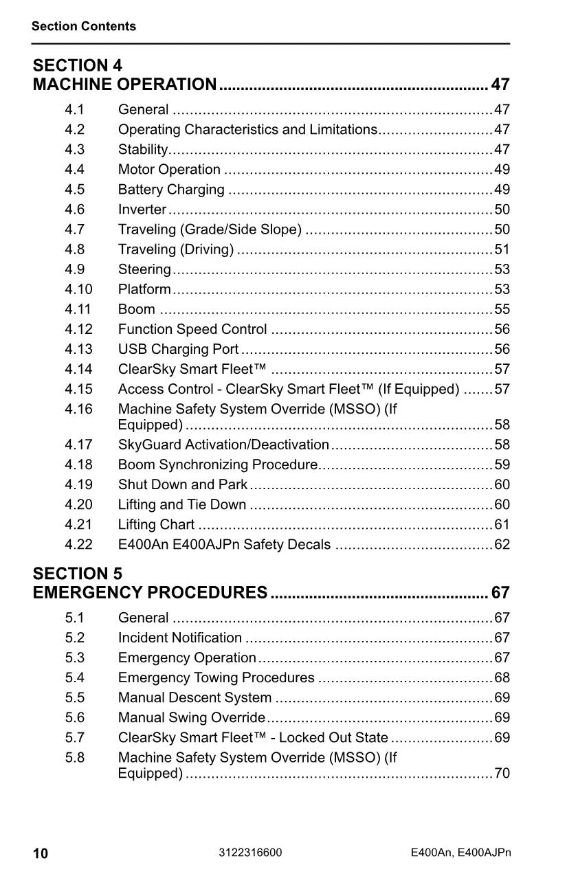 JLG E400A narrow E40AJP narrow Boom Lift Operators Manual