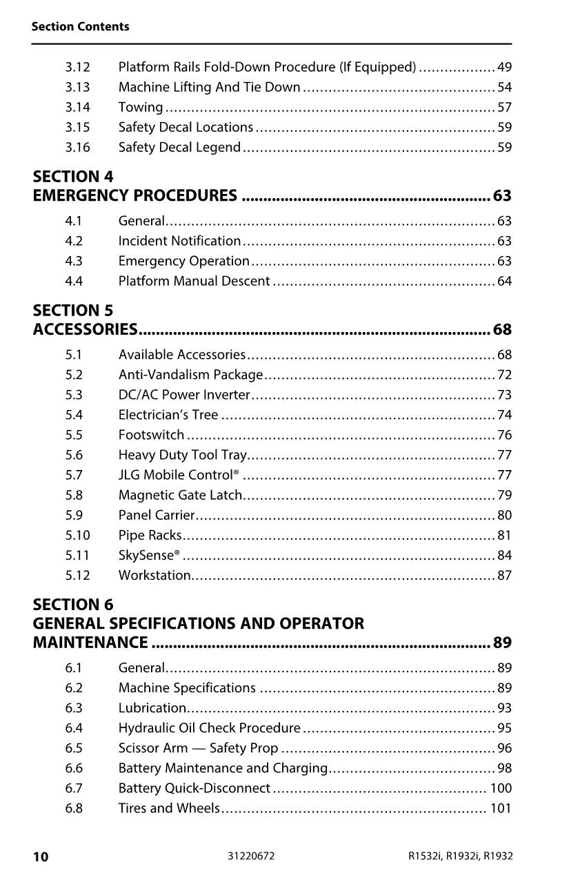 JLG R1532i R1932 R1932i Scissor Lift Maintenance Operators Manual 31220672