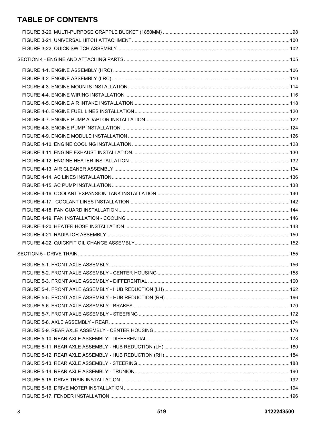 JLG  519 Telehandler Parts Catalog Manual