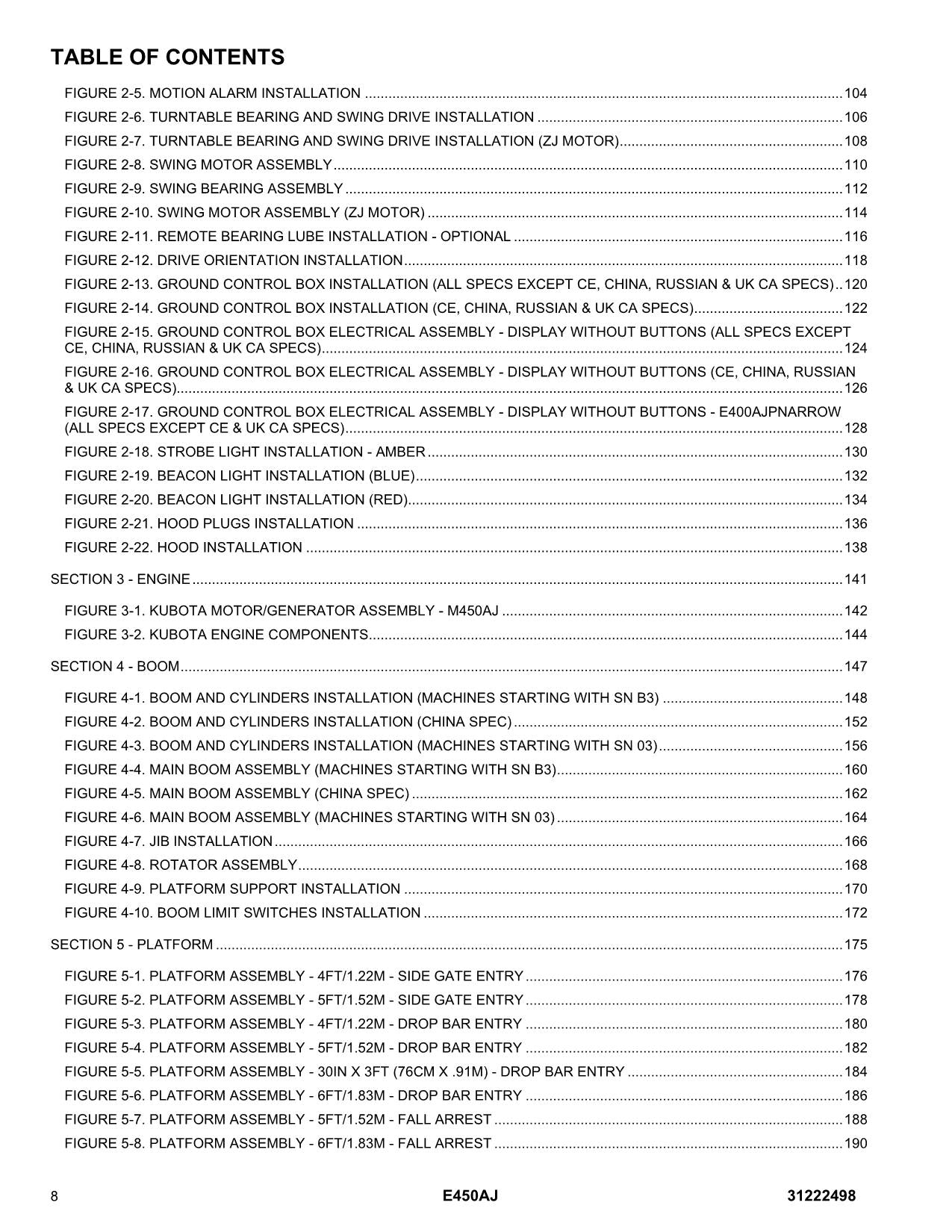 JLG E450AJ Boom Lift Parts Catalog Manual 31222498