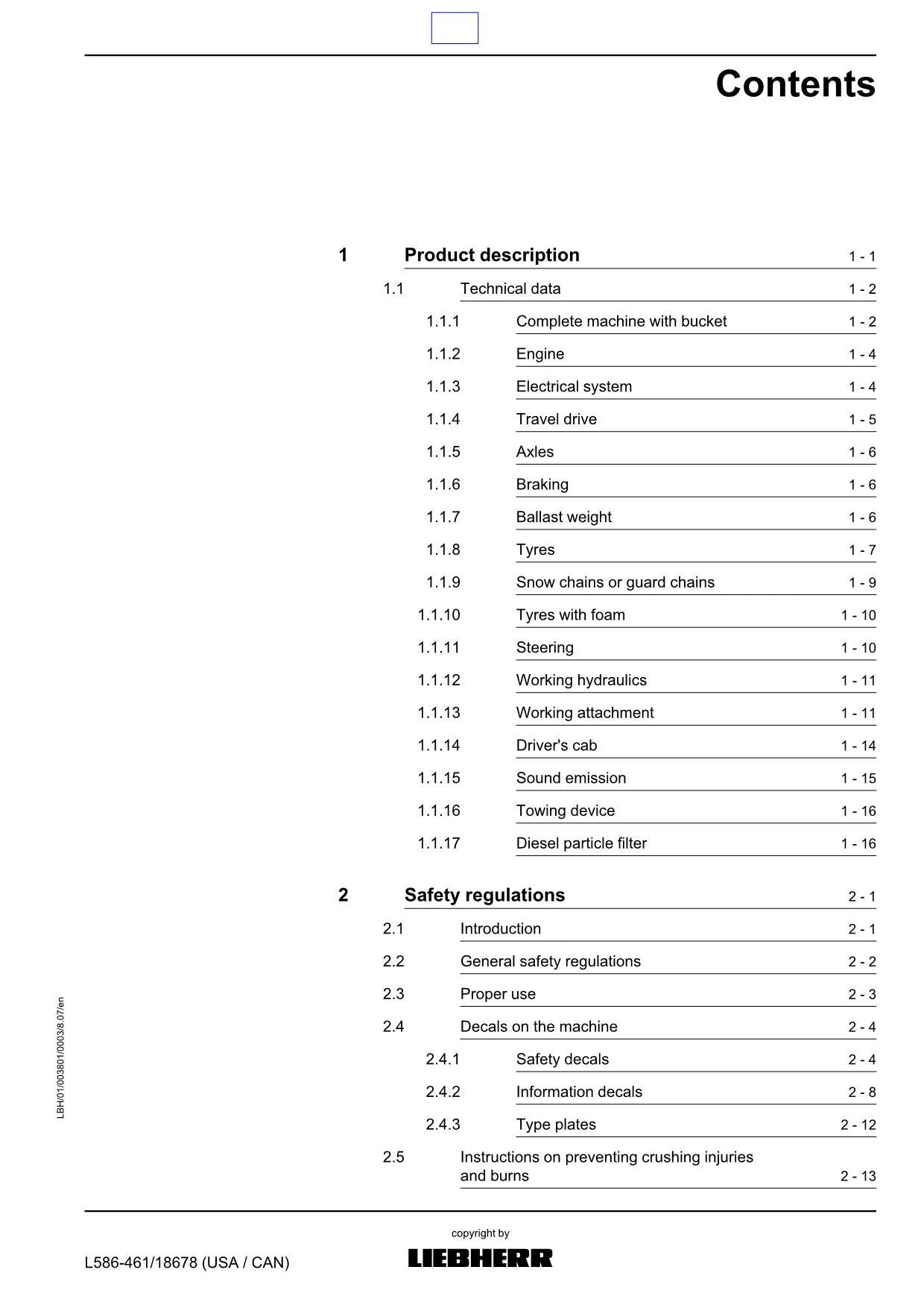 Liebherr L586 - 461 from 18678 (USA CAN) 2plus2 Wheel Loader Operators manual