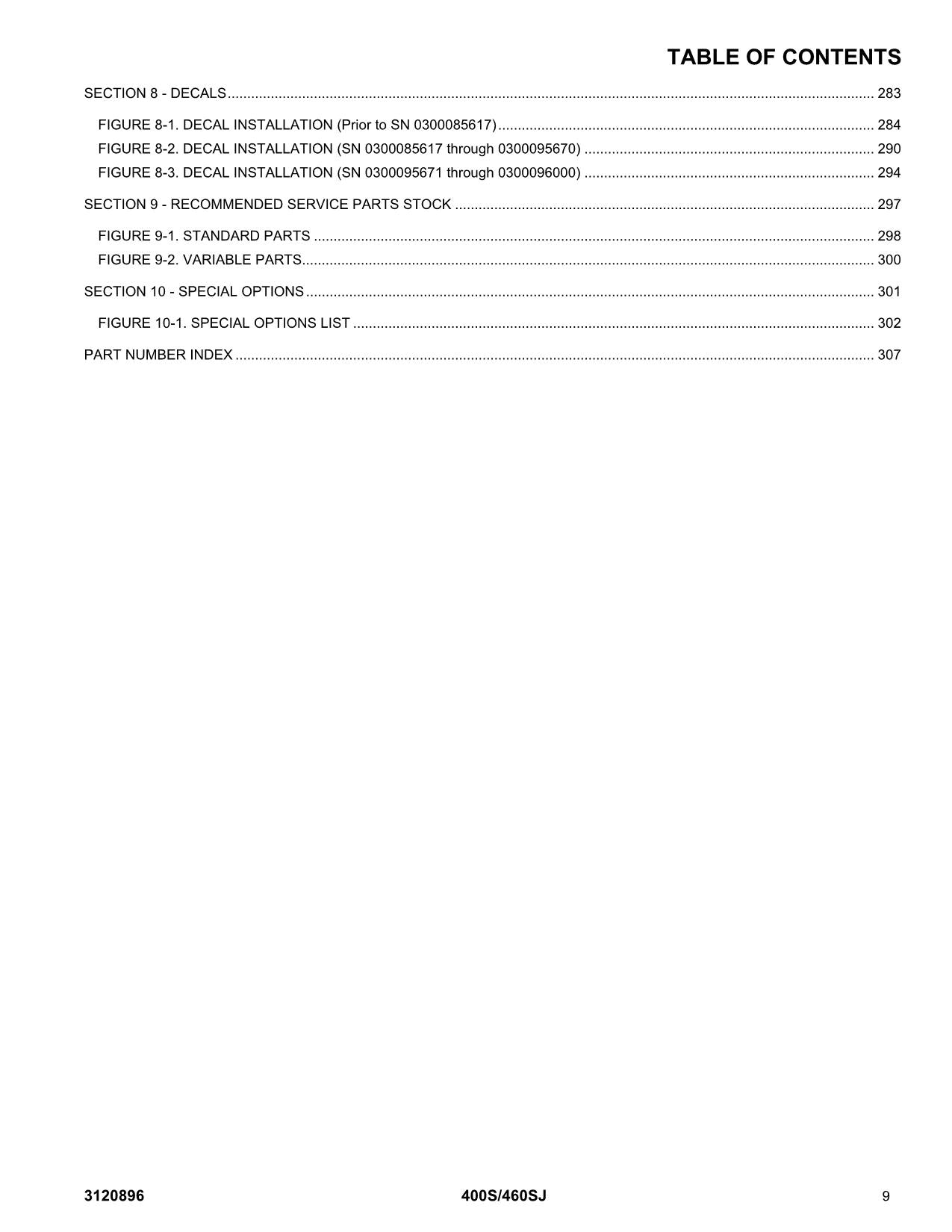 JLG 400S 460SJ Boom Lift  Parts Catalog Manual Prior to 0300096000