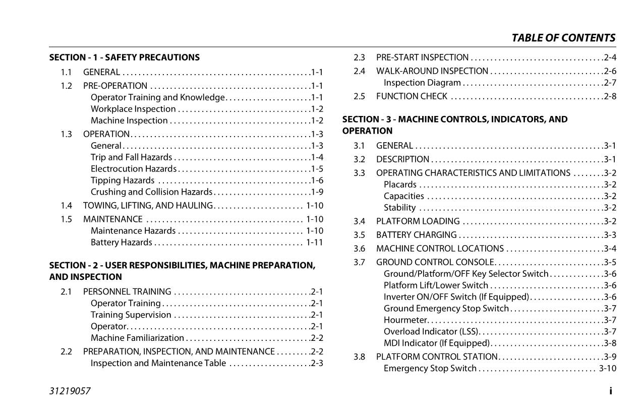 JLG ES2632 ES3246 Scissor Lift Maintenance Operation Operators Manual 31219057