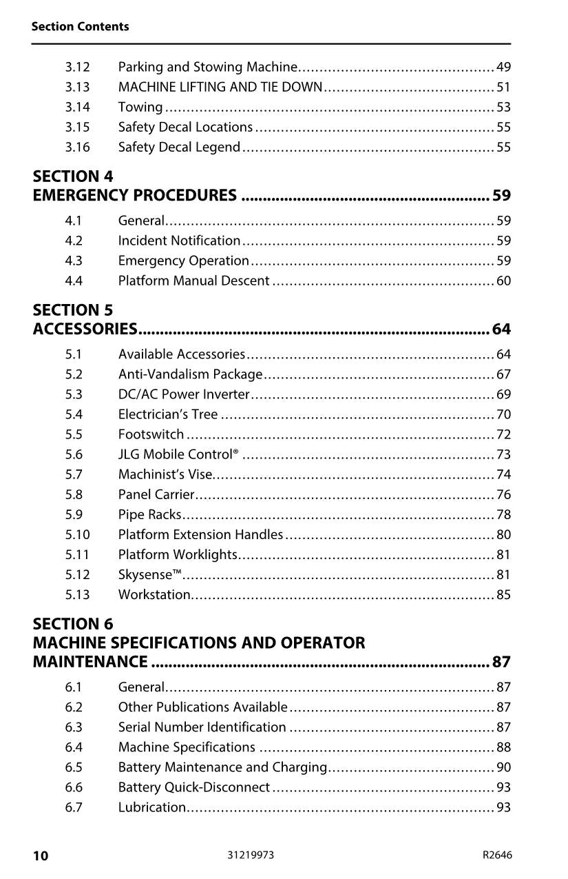 JLG R2646 Scissor Lift Maintenance Operation Operators Manual 31219973