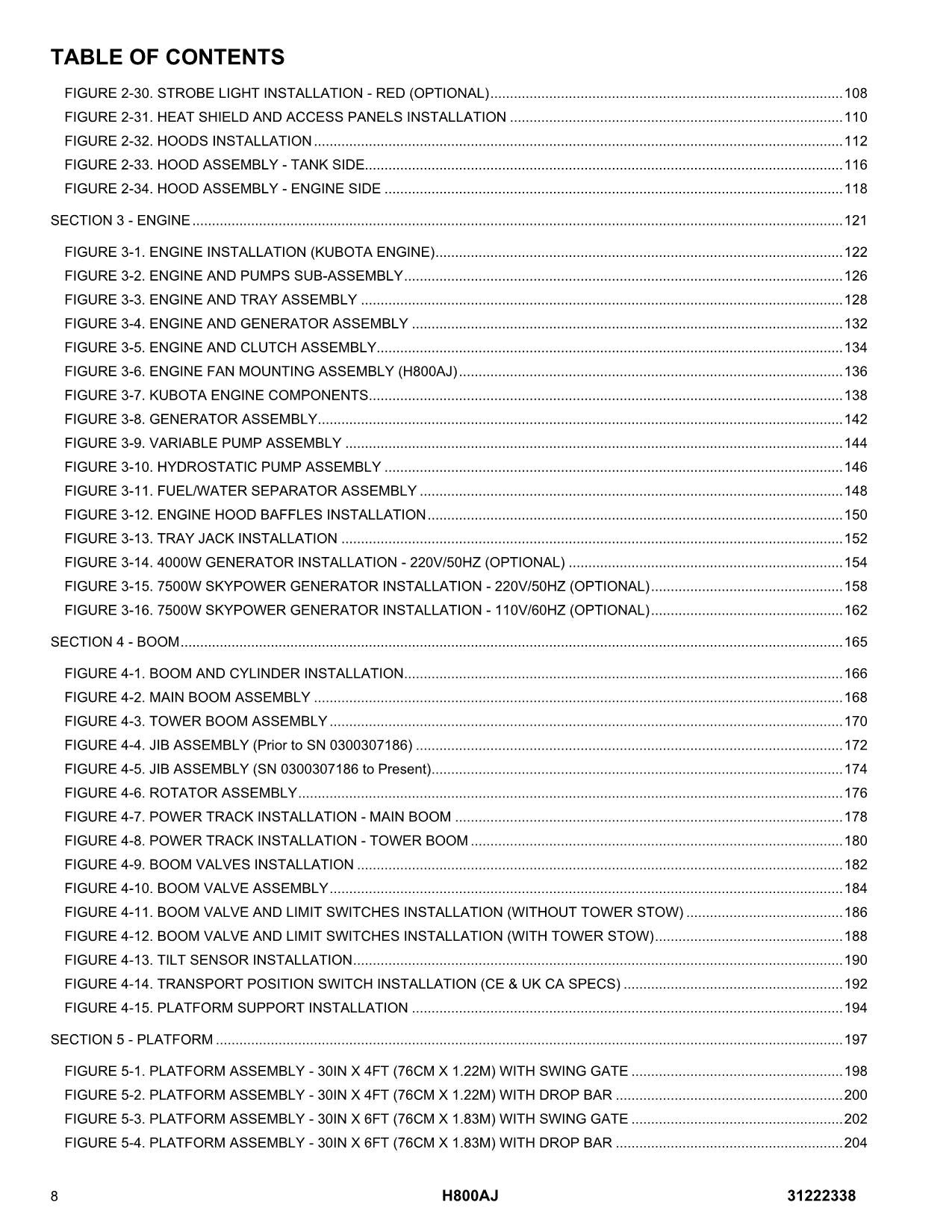 JLG H800AJ Boom Lift  Parts Catalog Hard Copy Manual