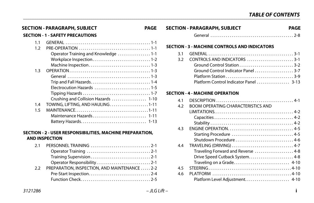 JLG 24RS 24RSJ Boom Lift Maintenance Operation Operators Manual