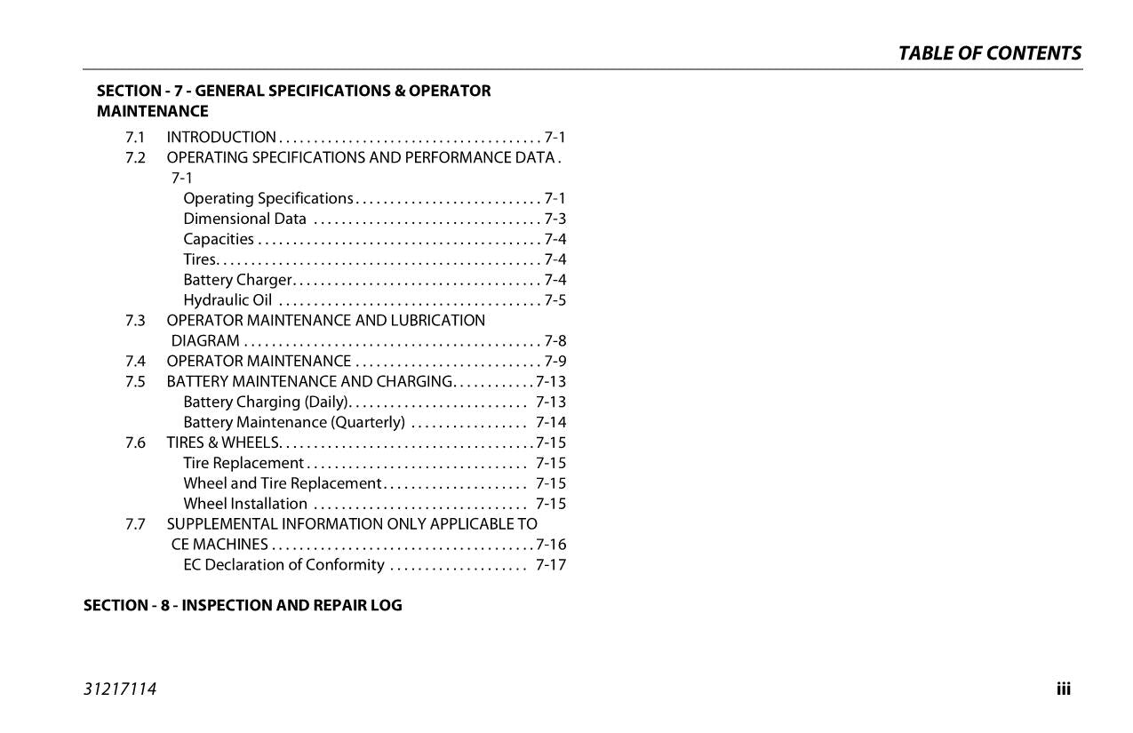 JLG E300AJ E300AJP Boom Lift Maintenance Operation Operators Manual 31217114