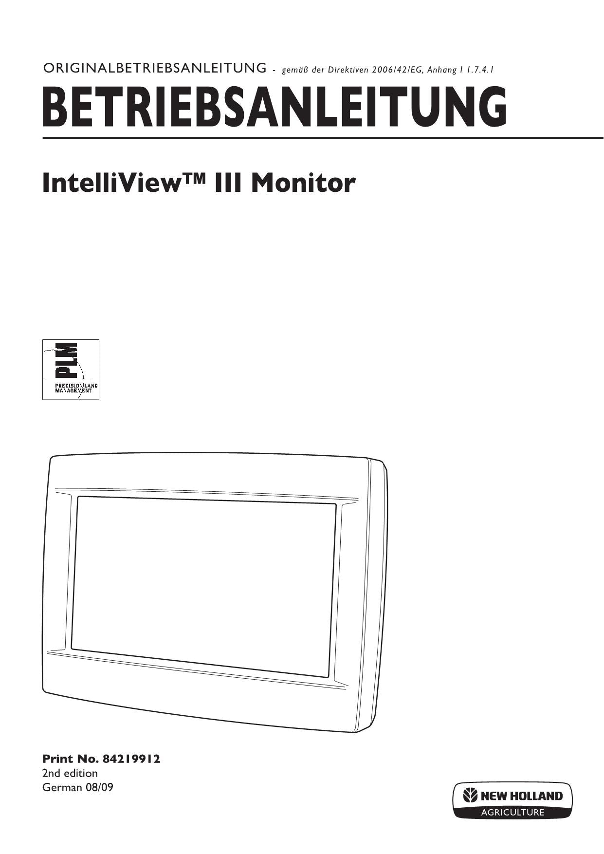 New Holland IntelliView III Monitor Betriebsanleitung