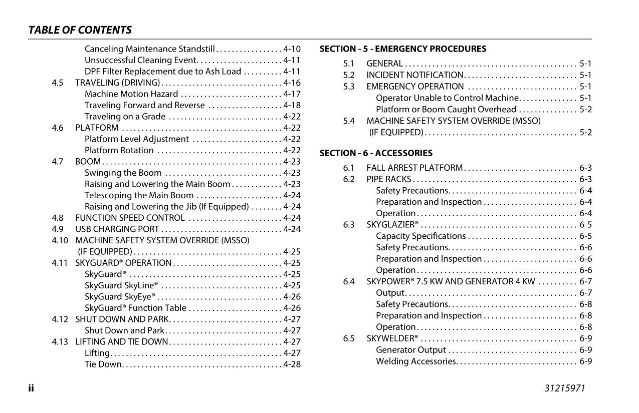 JLG 400SC 460SJC Boom Lift Maintenance Operation Operators Manual 31215971