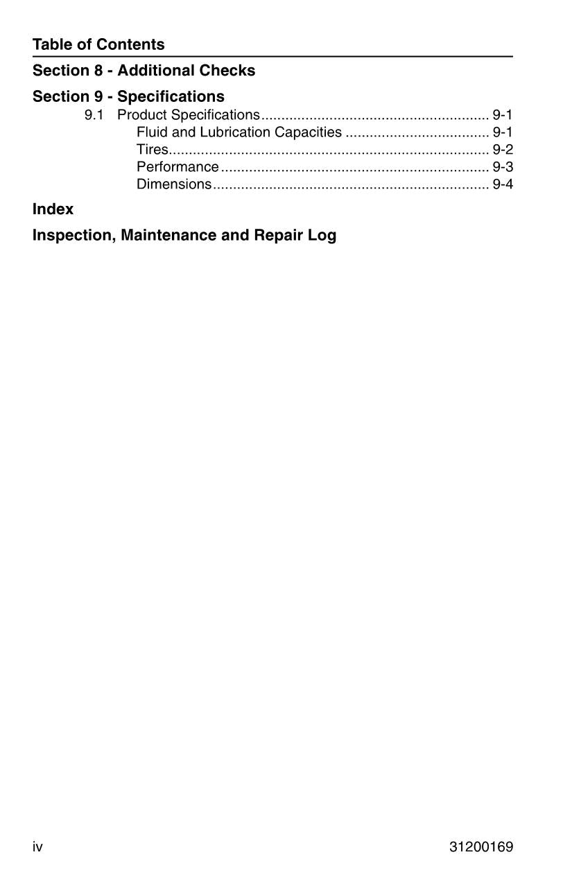 JLG 534D-10 534D-9 Telehandler Maintenance Operation Operators Manual