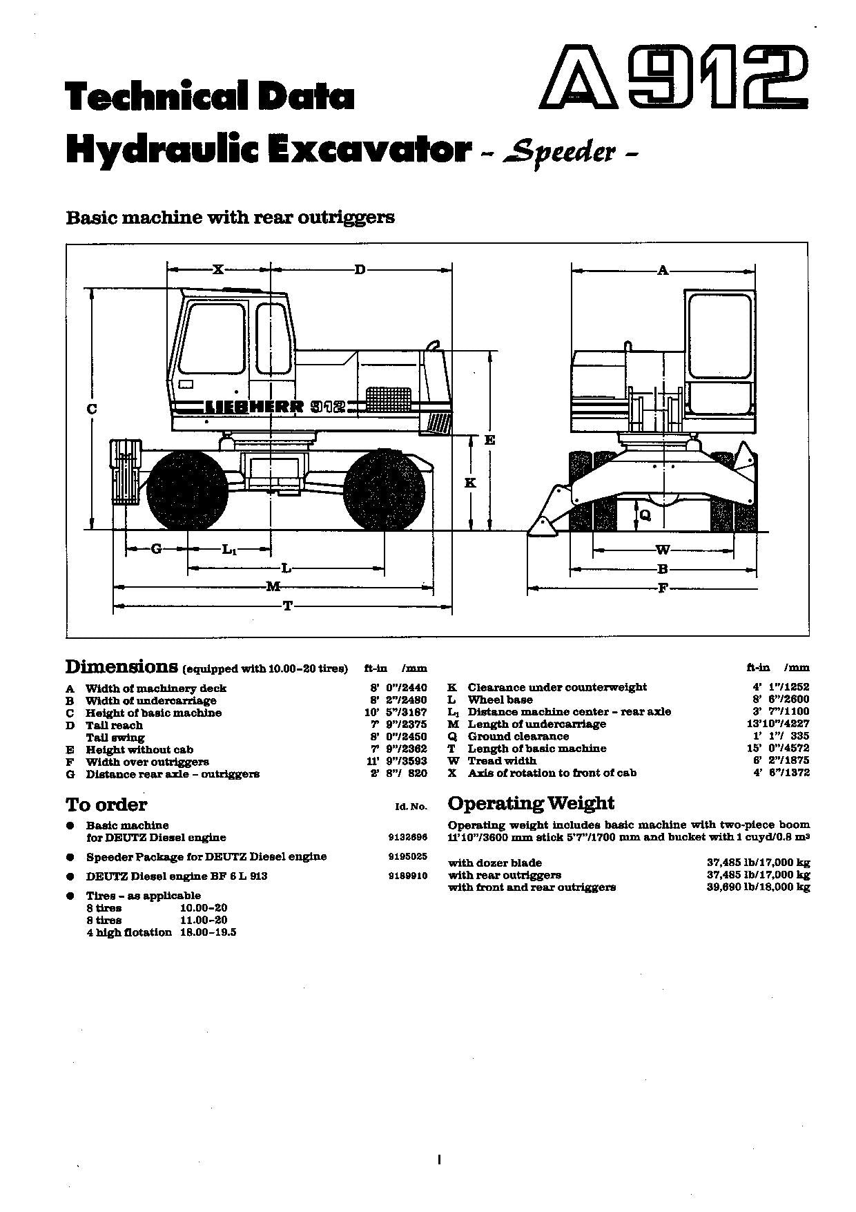 Liebherr A912 Speeder Excavator Operators manual