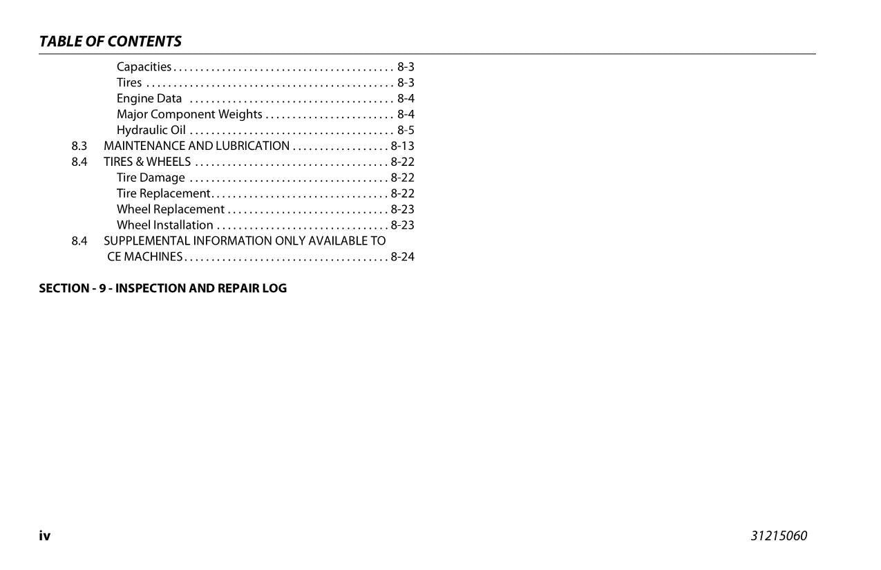 JLG 1500AJP Boom Lift Maintenance Operation Operators Manual 31215060