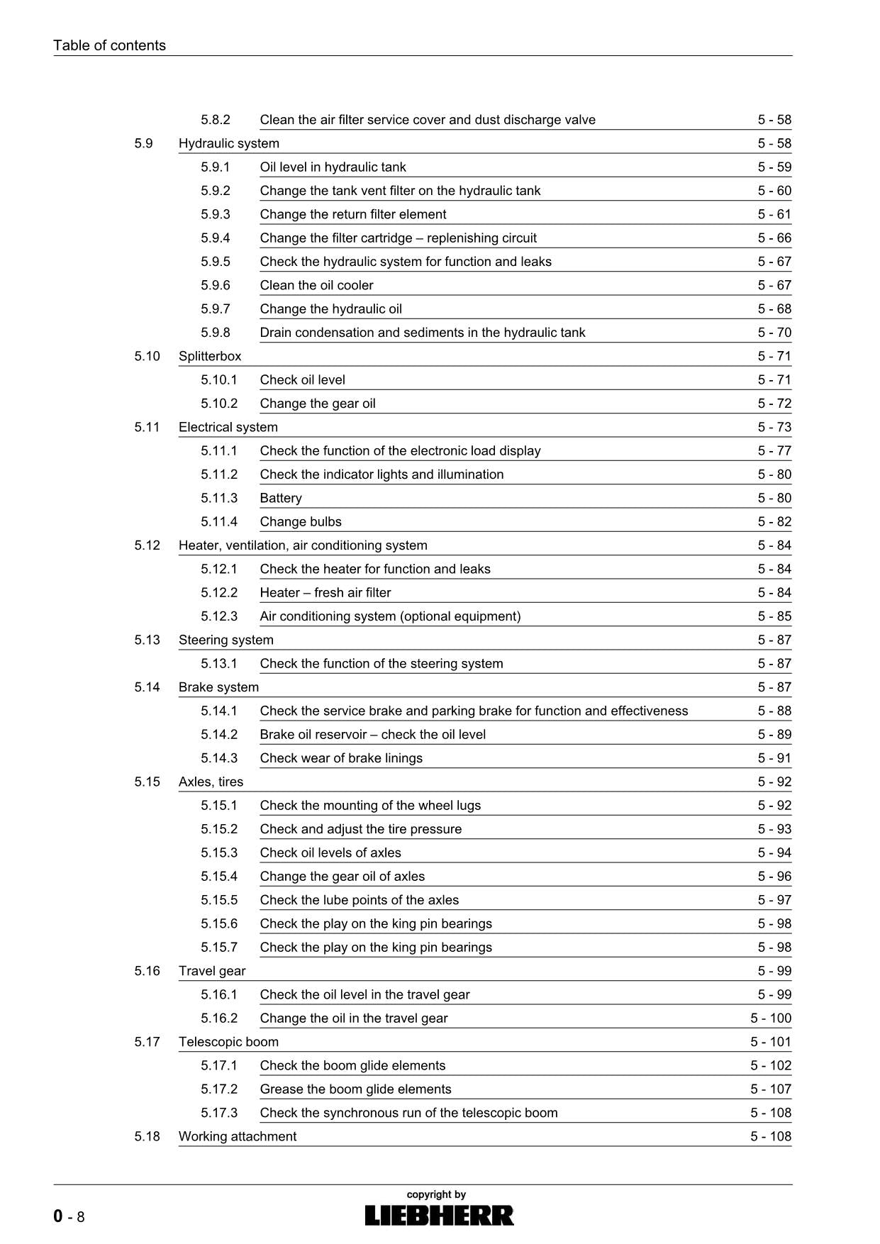 Liebherr TL442 - 13 Telescopic handler Operators manual