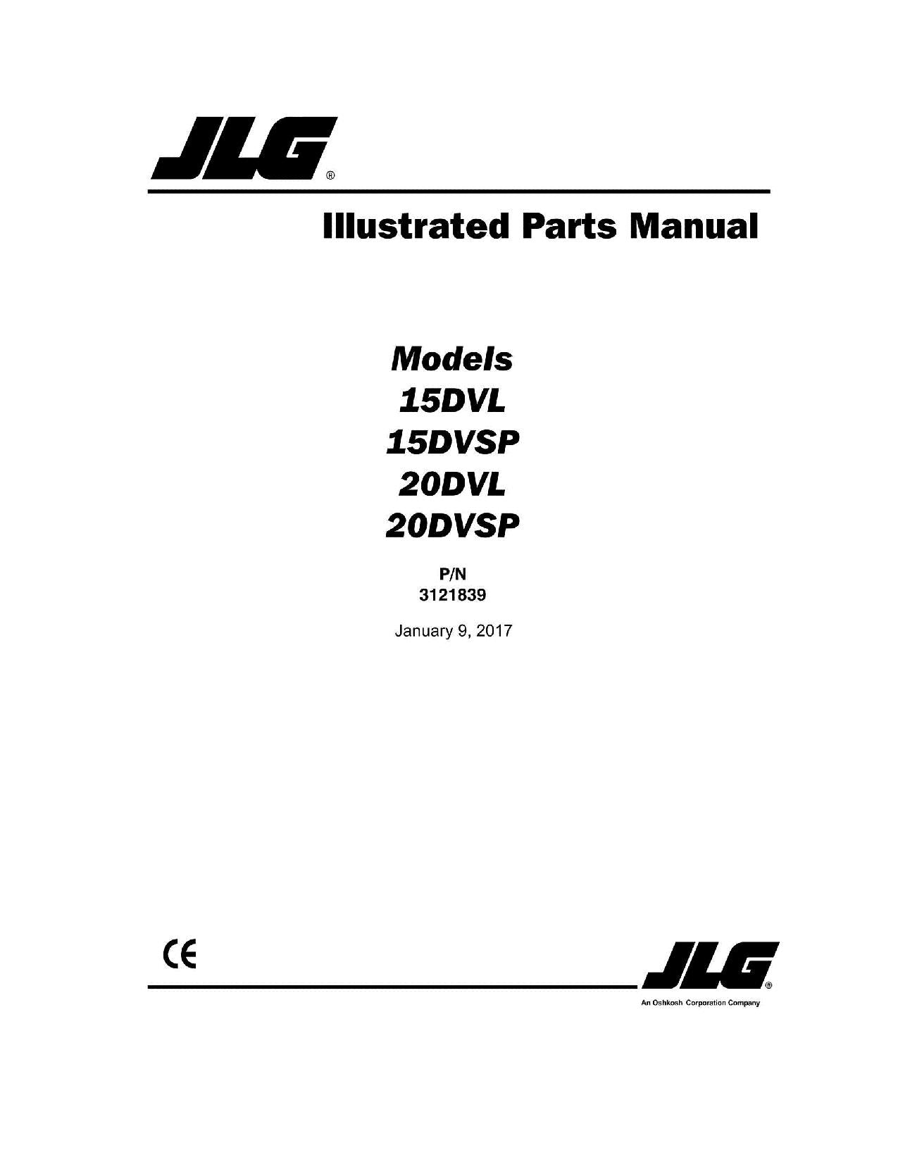 JLG 15DVL 15DVSP 20DVL 20DVSP Vertical Mast Parts Catalog Manual