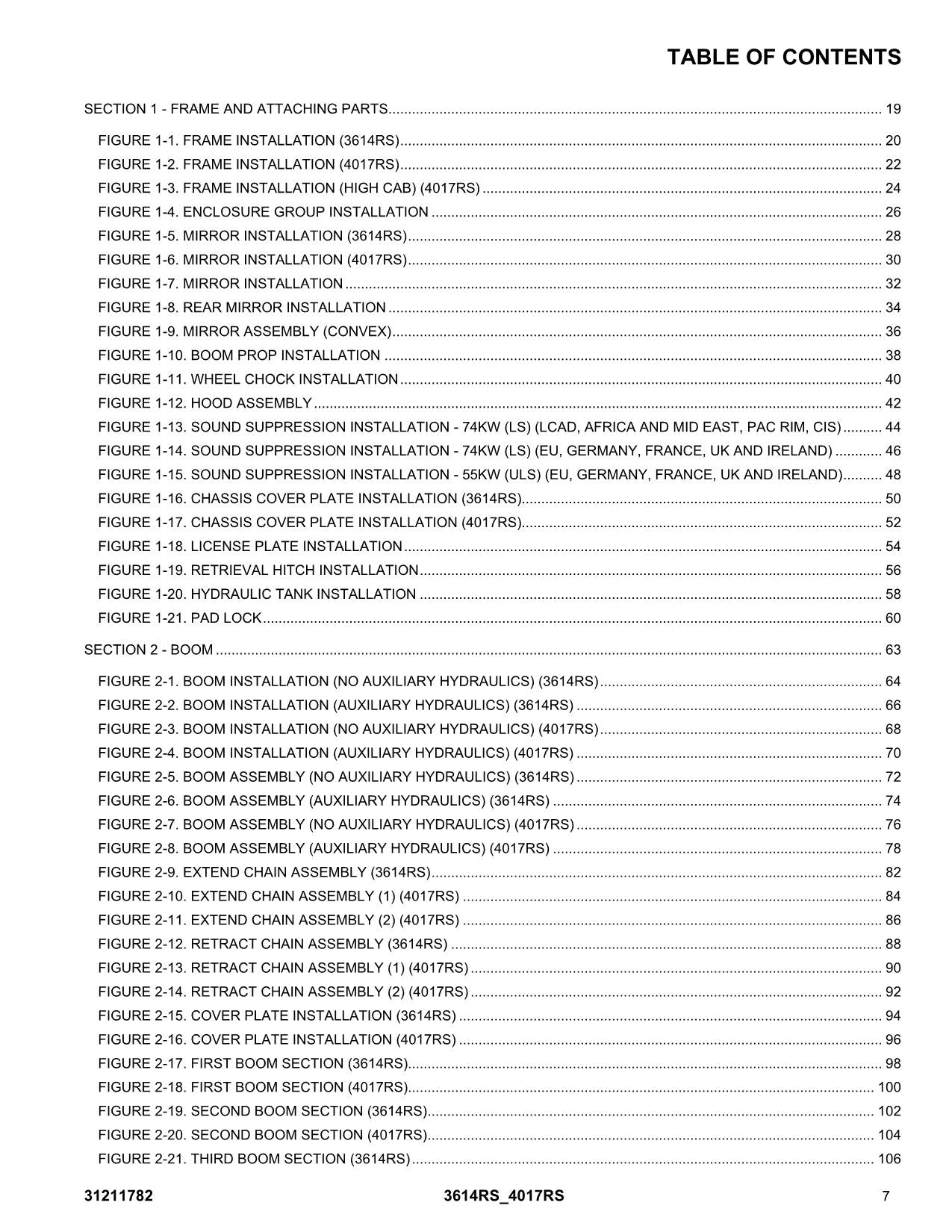 JLG  3614RS 4017RS Telehandler Parts Catalog Manual