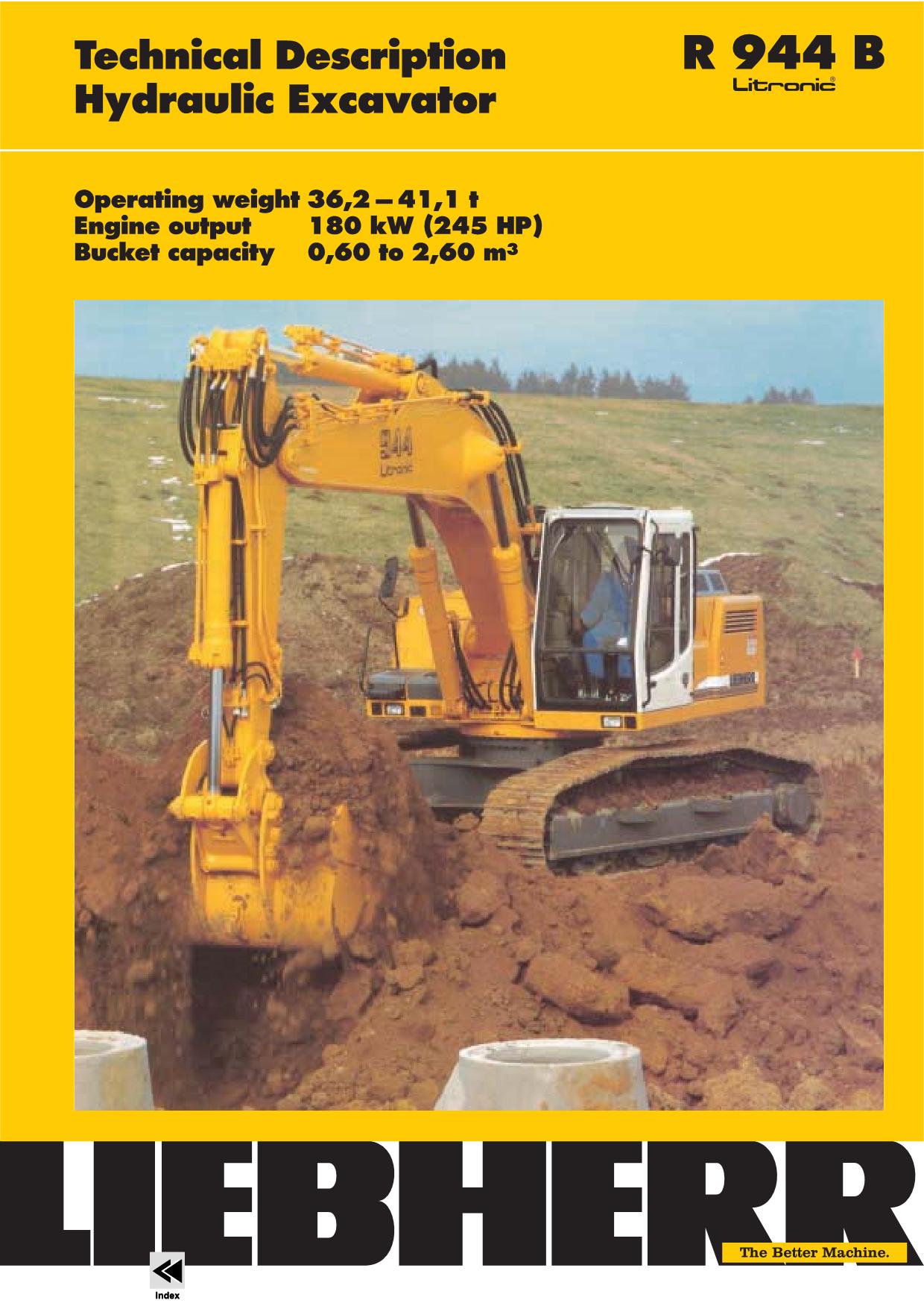 Liebherr R944 B Litronic Excavator Operators manual serial 14612