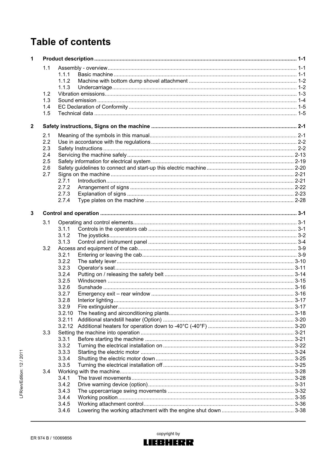 Liebherr ER974 B Excavator Operators manual