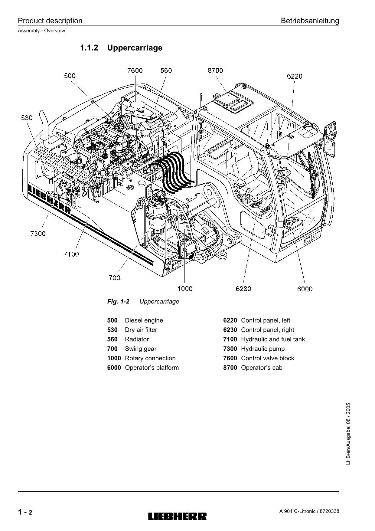 Liebherr A904 C-Litronic Material handler Operators manual