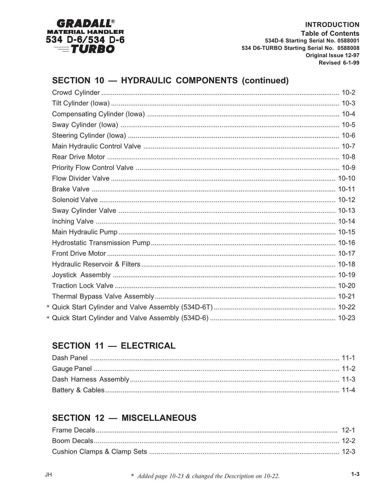 GRADALL 534D-6 534D-6T Telehandler Parts Catalog Manual