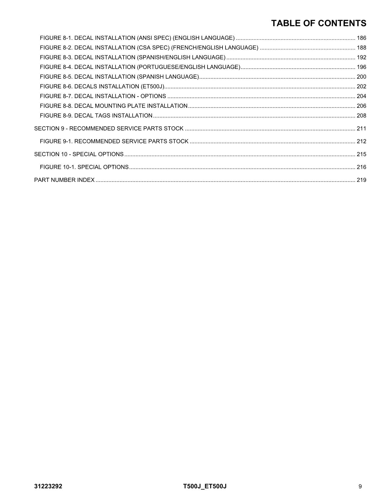 JLG ET500J T500J  Boom Lift Parts Catalog Manual