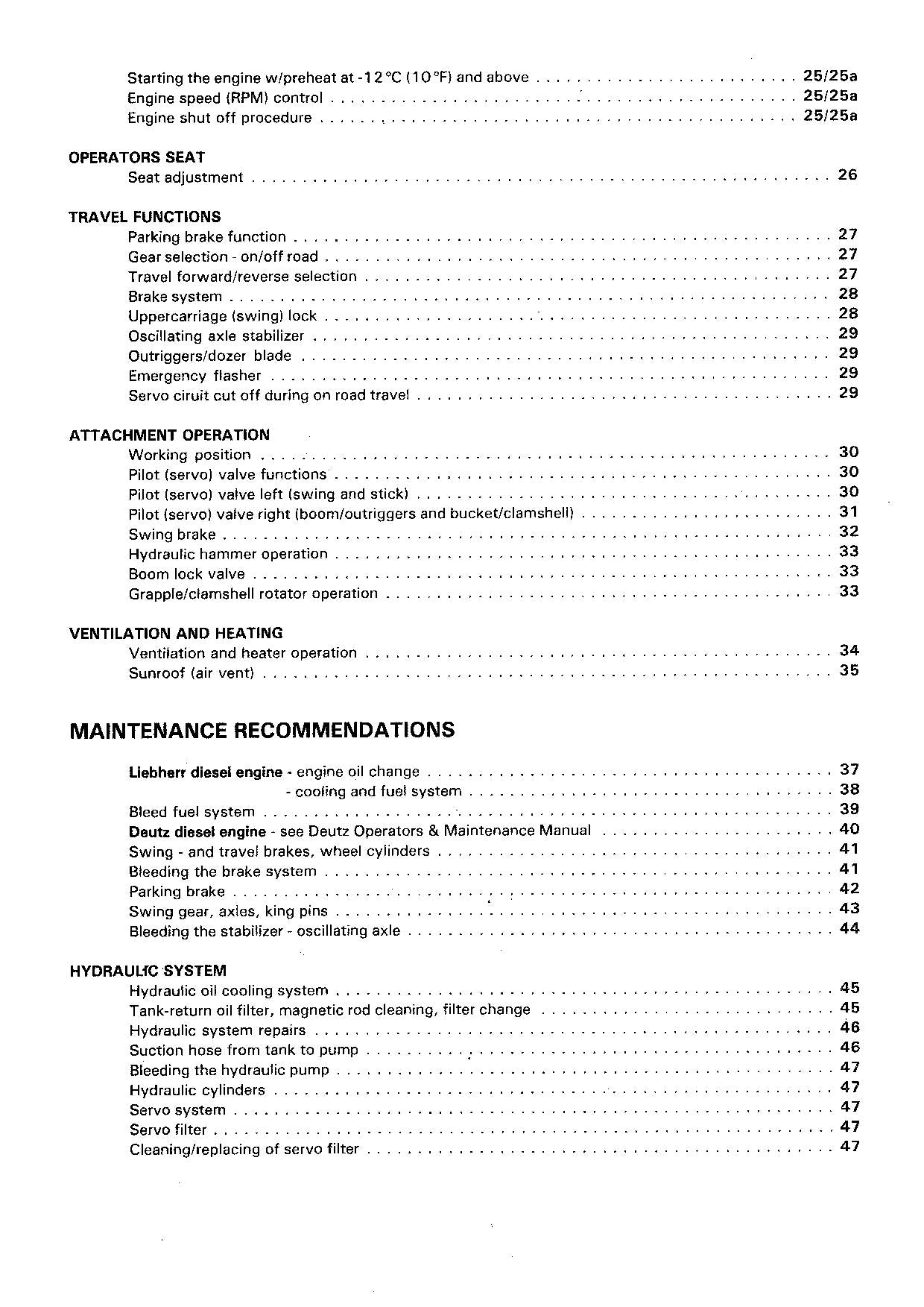 Liebherr A922 Excavator Operators manual