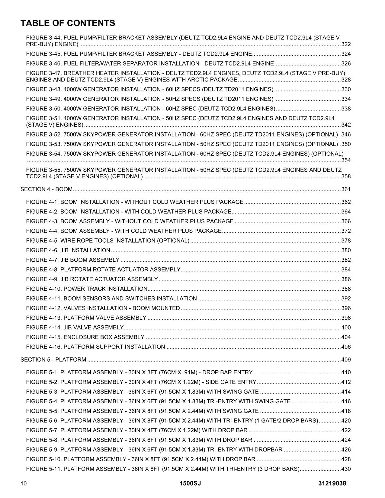 JLG 1500SJ Boom Lift Parts Catalog Manual 31219038