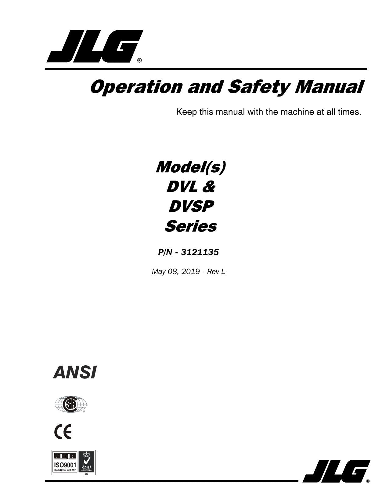 JLG 15DVL 15DVSP 20DVL 20DVSP Vertical Mast Operators Manual