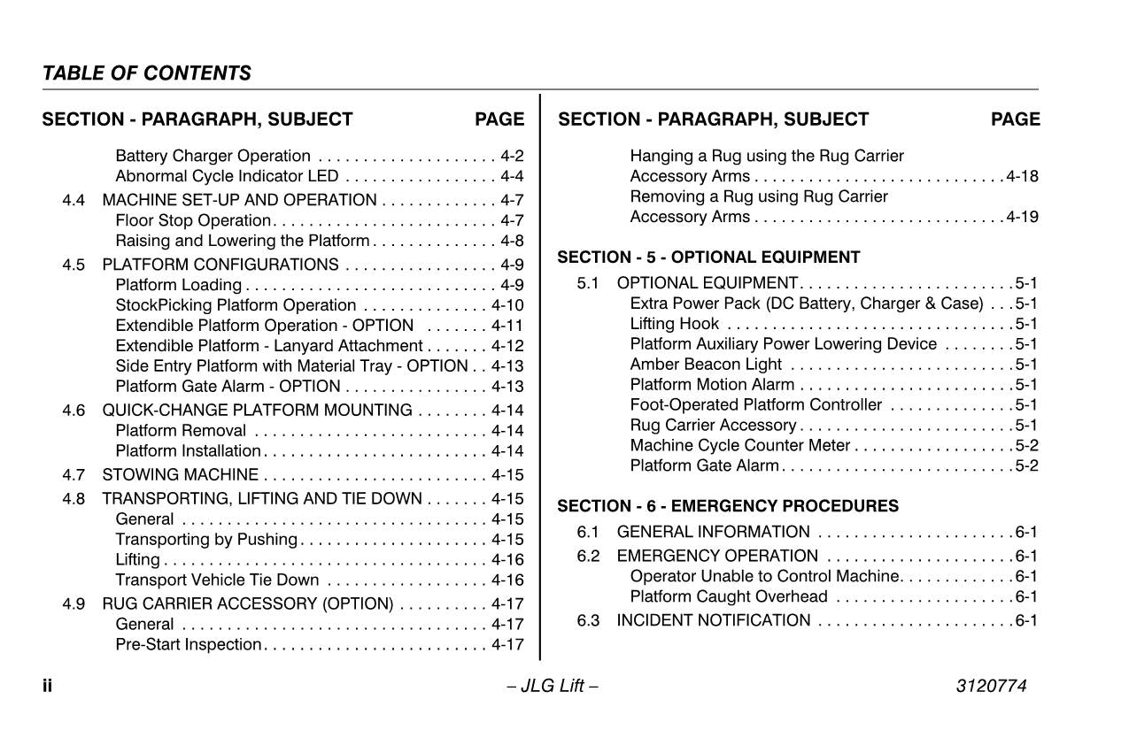 JLG 12SP 15SP Vertical Mast Maintenance Operation Operators Manual