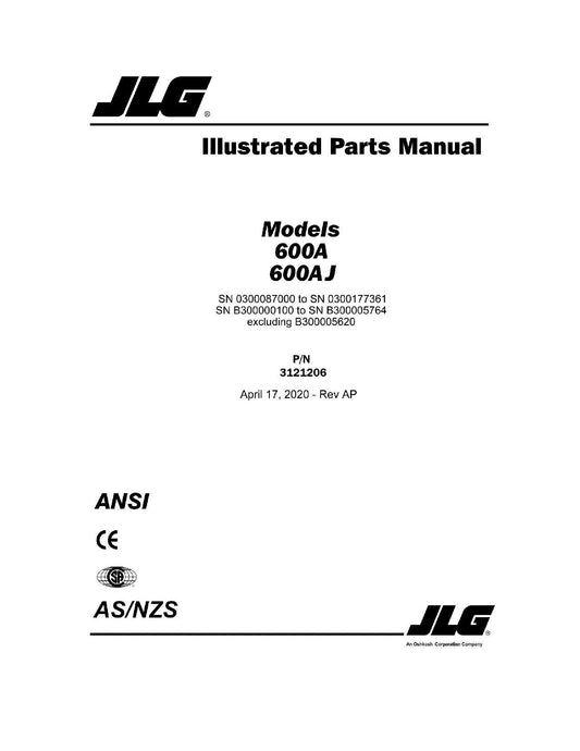 JLG 600A 600AJ Boom Lift Parts Catalog Manual