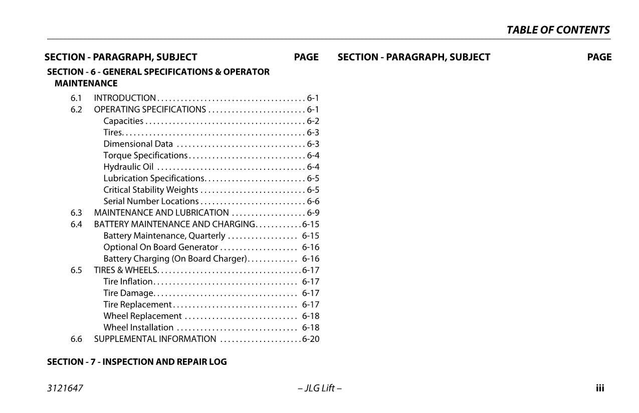 JLG E450A E450AJ M450AJ Boom Lift Maintenance Operation Operators Manual 3121647