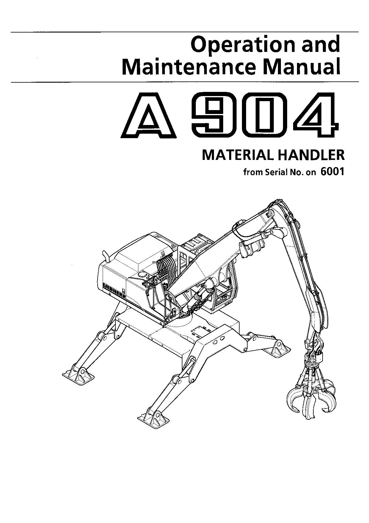 Liebherr A904 Material handler Excavator Operators manual