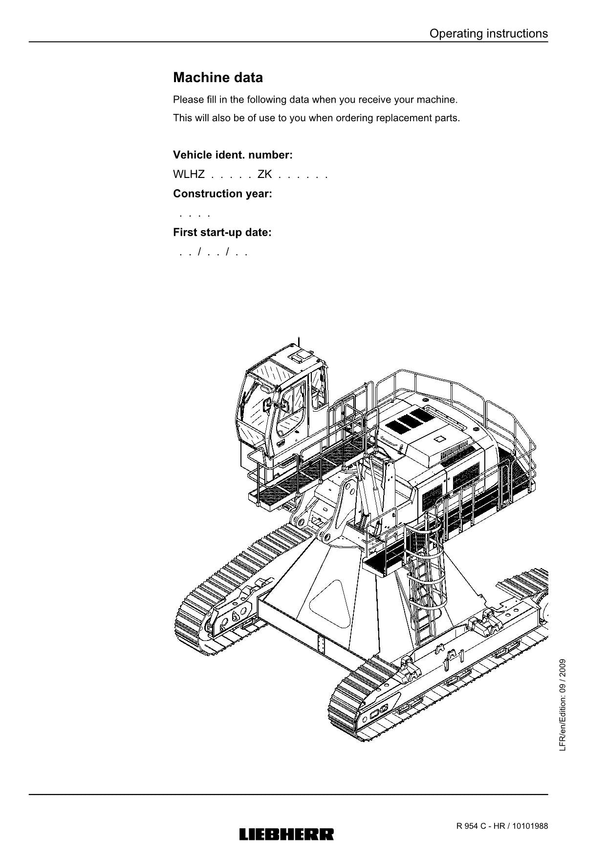 Liebherr R954 C - HR Excavator Operators manual