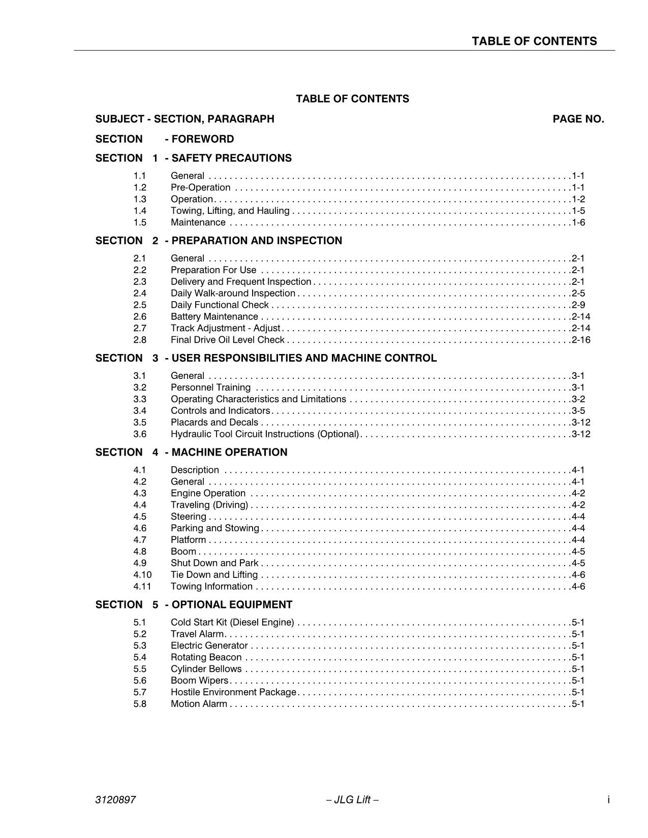 JLG 600SC 600SJC 660SJC Boom Lift Maintenance Operation Operators Manual 3120897