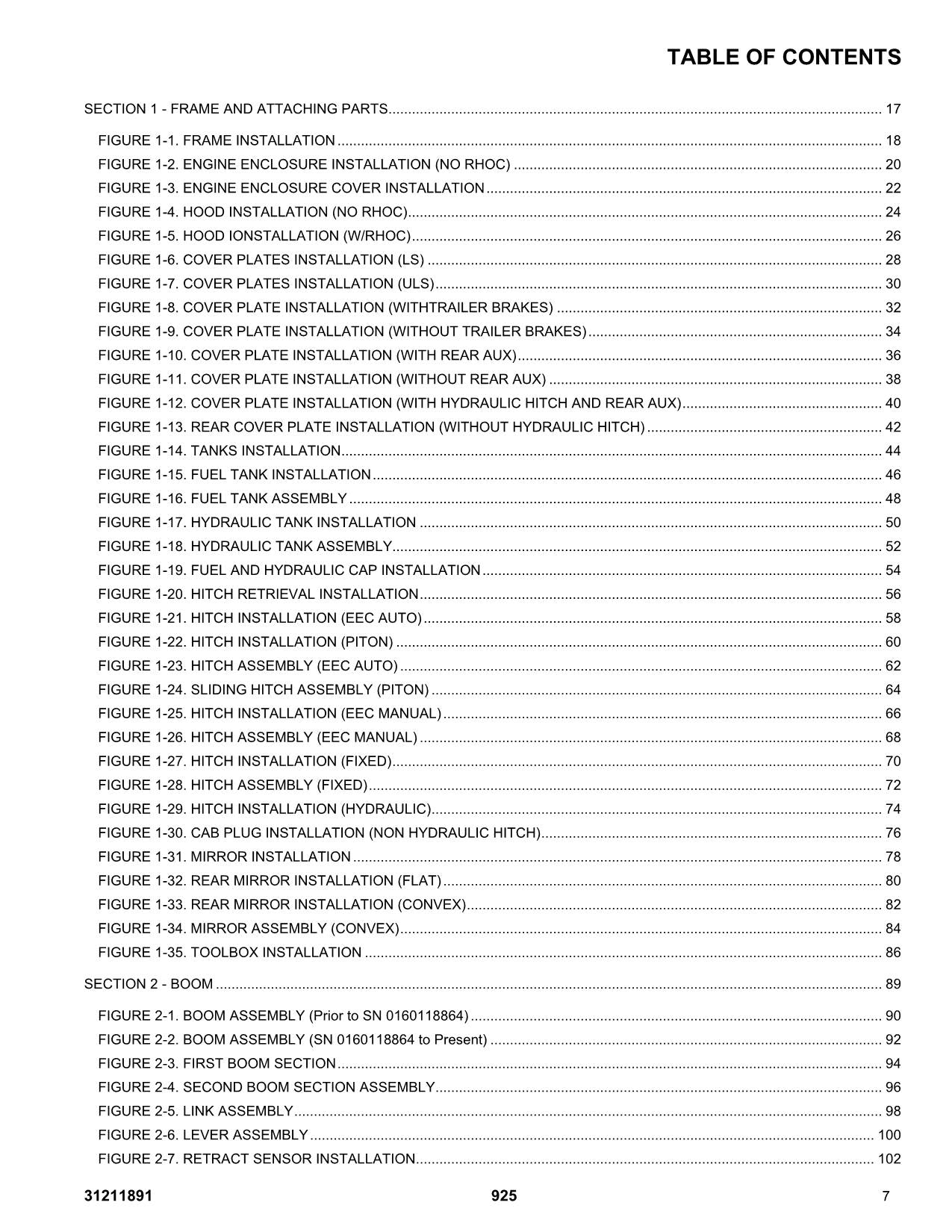 JLG 925 Telehandler Parts Catalog Manual