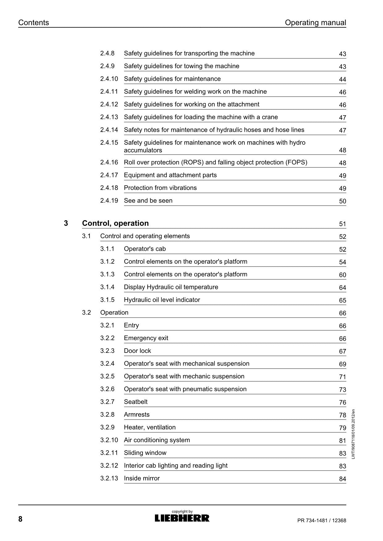 Liebherr PR734-1481 Dozer Operators manual